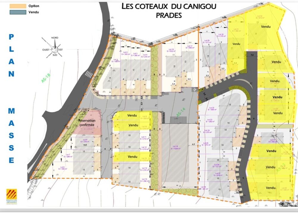 Vente Terrain Dpt Pyrnes Orientales (66),  vendre PRADES Terrain constructible 374 m, 3 faces, libre constructeur Prades